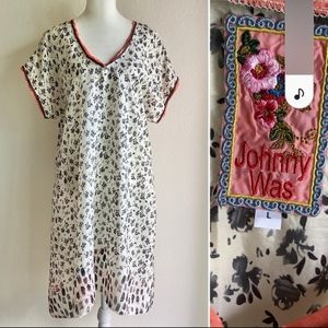 JOHNNY WAS | Silk Mixed Print Tunic Dress Ivory L